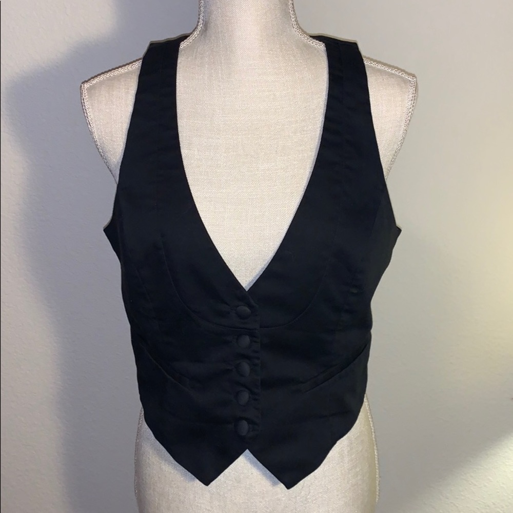 H&M black button vest size 10